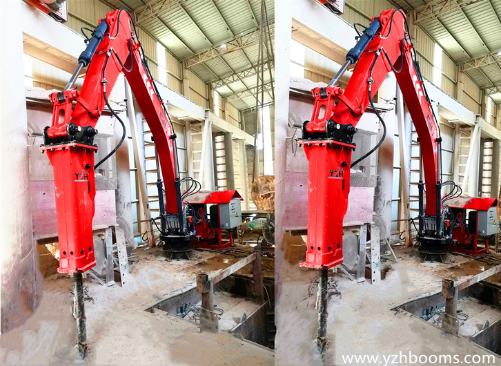 YZH Stationary Pedestal Rockbreaker Boom System Successfully Delivered To Limestone Mining Company-3