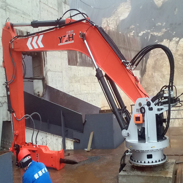 YZH Rugged Stationary Pedestal Boom Rockbreaker Solution for Crusher Blockage Elimination