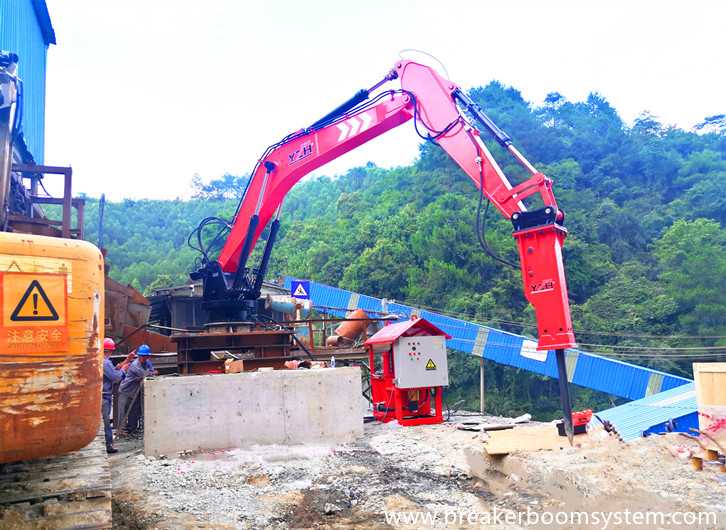 YZH Fixed Type Pedestal Rock Breaker Boom System Was Successfully Delivered To Guangdong’s Aggregate Plant