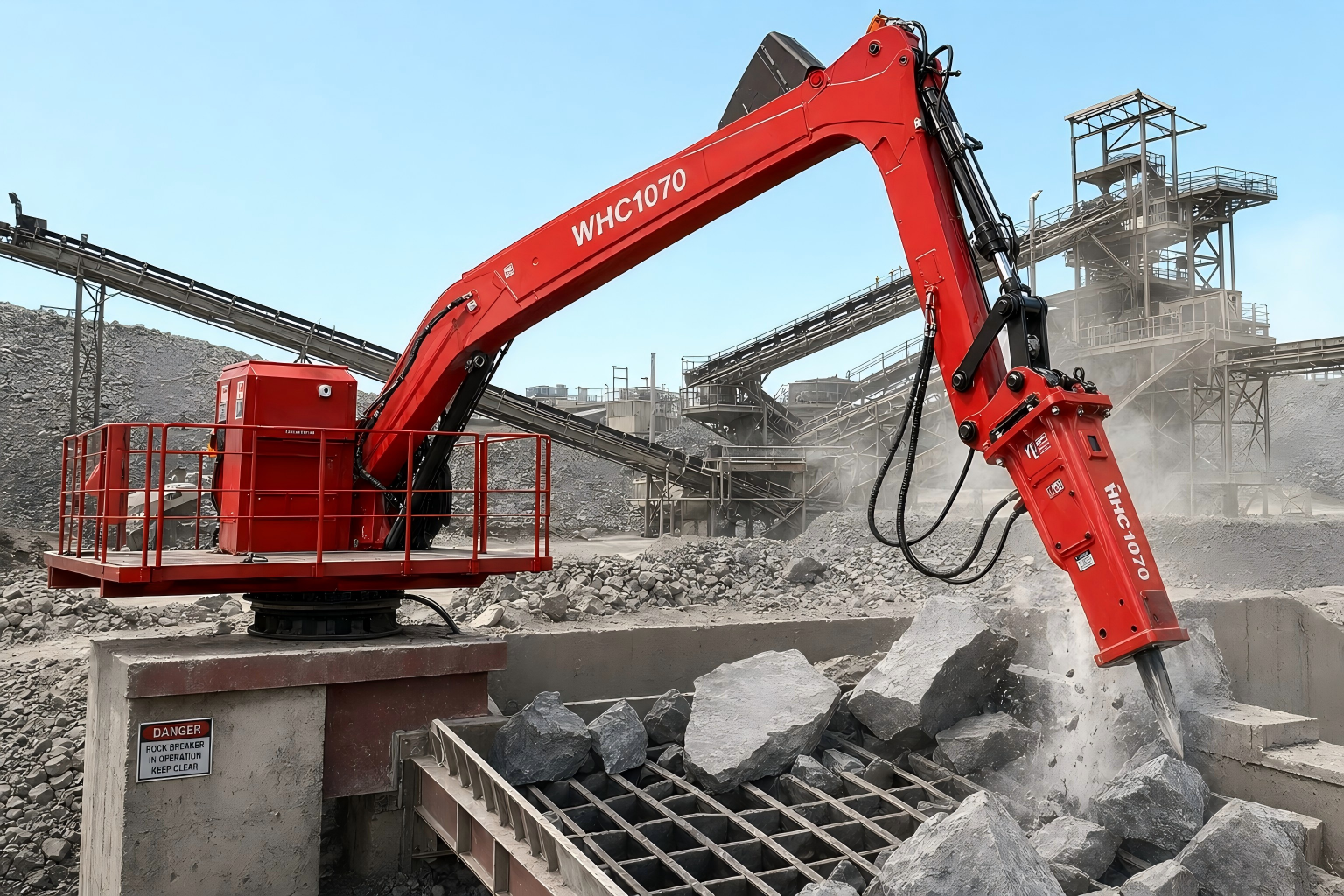 WHC1070 Fixed Rockbreaker Boom for Granite Processing in India