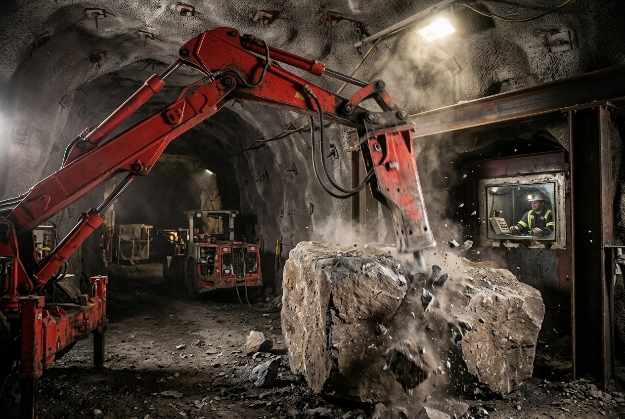 BB450 Fixed Rockbreaker Boom for Underground Copper Mine in Australia