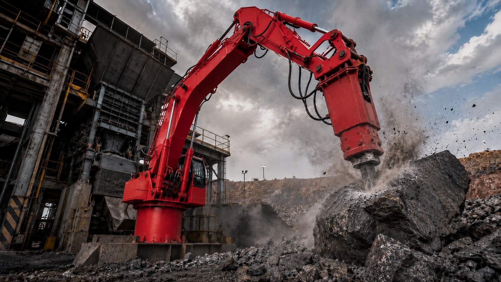 Powering Iron Ore Processing in the UK with the WHA610 Fixed Rockbreaker Boom